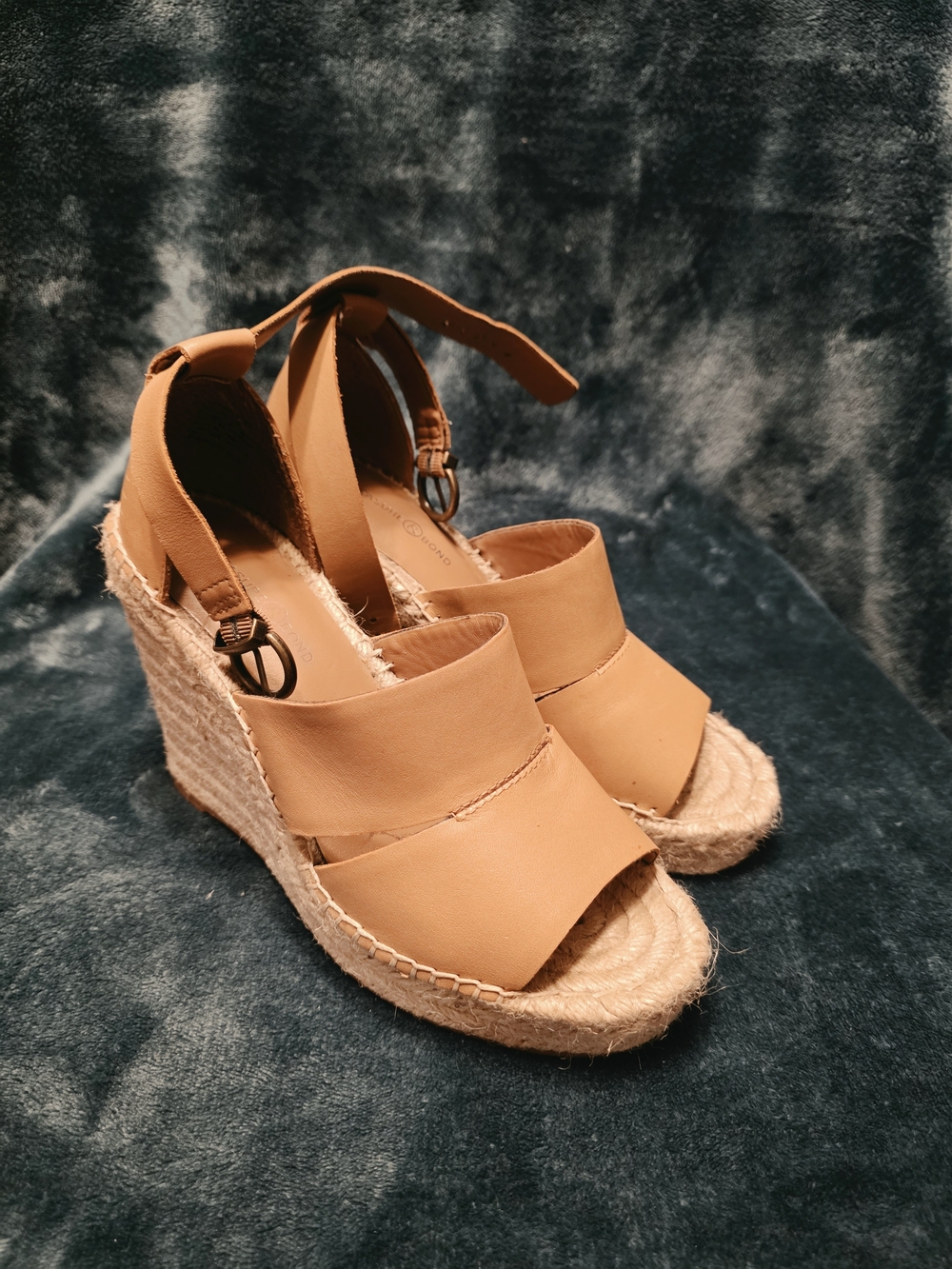 Treasure & Bond Tan Espadrille Wedge Sandals with Ankle Strap